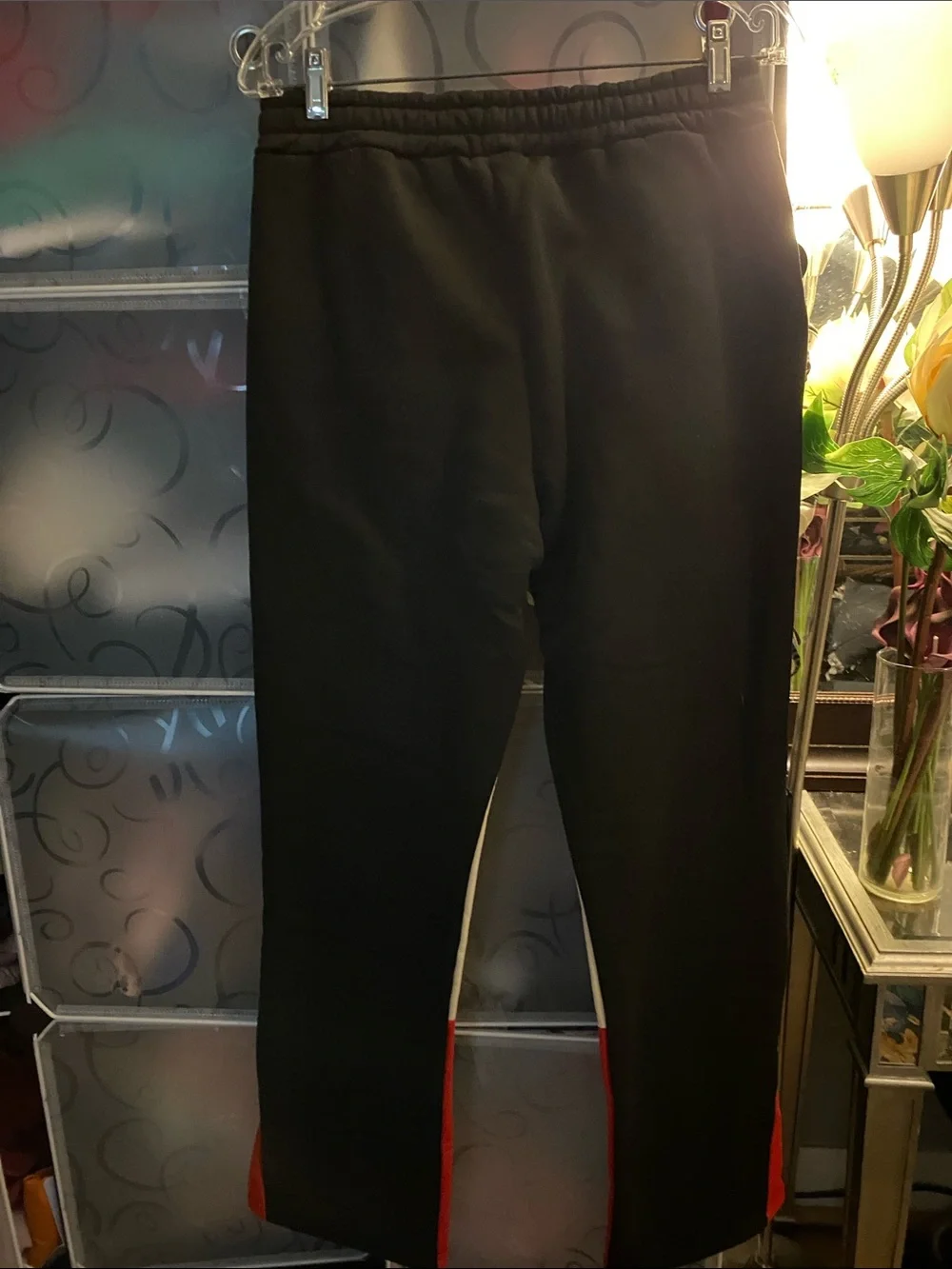 NWOT, Young Men Black Graphic Sweatpants with Red Accents
